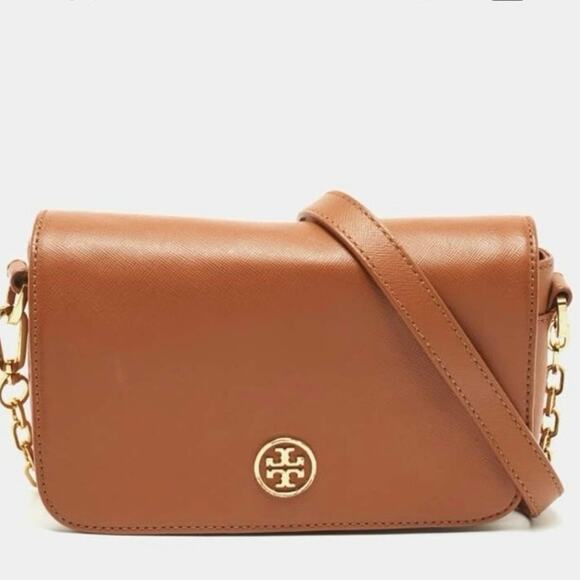 Tory Burch Brown Leather Robinson Chain Shoulder Bag - Picture 1 of 14